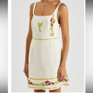 Rixo Ronan Floral Embroidered Mini Dress